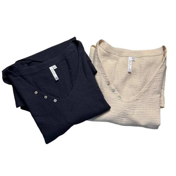 Lulu-B Tops - Lulu B Women's Black Cream Waffle Asymmetrical Tank LOT OF 2 Size 3X NWT